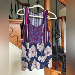 Floral and Striped Sleeveless Top